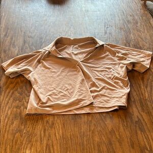 Joie Cropped Polo-Style Top in Dusty Rose